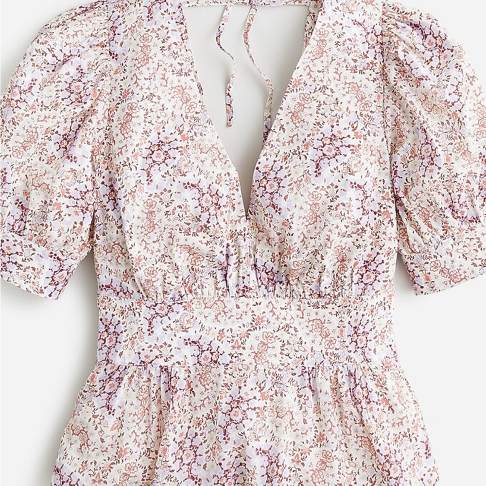 J.Crew Puff-sleeve short sleeve V-neck top in Ratti® paisley garden EUC Size 2